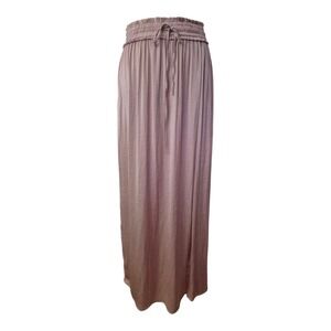 💕Luminary Fine Collection Mauve Maxi Skirt Size L Smocked Waist Drawstring 100%
